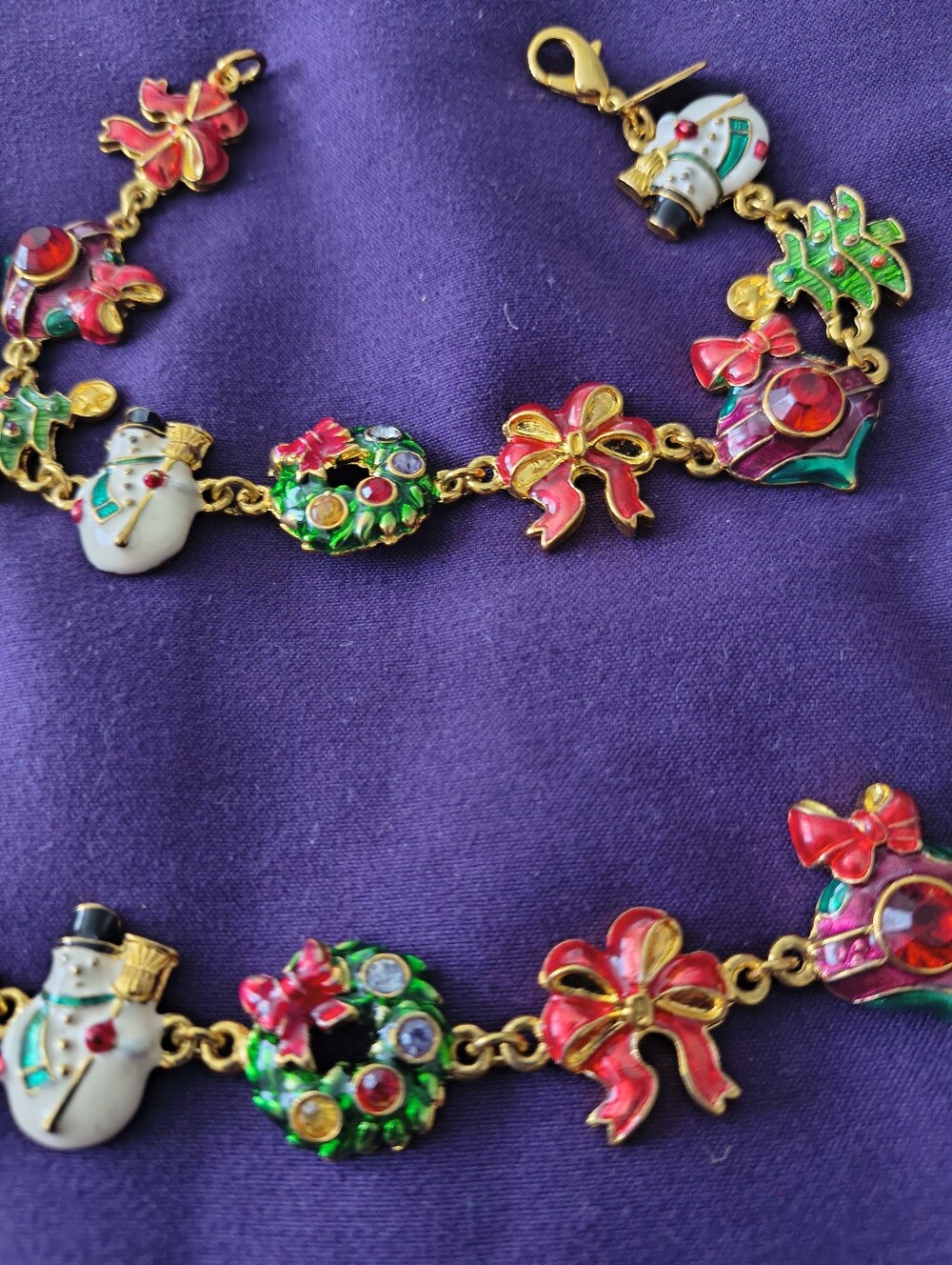 Christopher Radko Enamel Holiday Goldtone Bracelet Last One. Estate Find